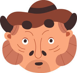 Whimsical Devil Character Face Icon Cartoon Illustration