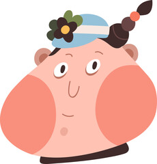 Cute Funny Man Face Icon Cartoon Illustration