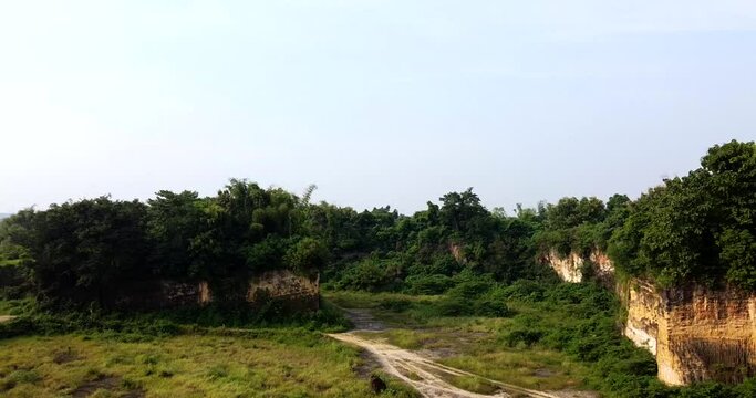 Big wall of former limestone quarry