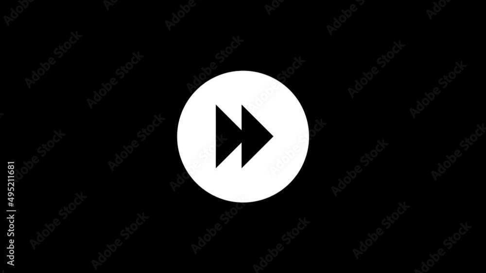 Poster white picture of fast forward button on a black background. button on digital player. distortion liq