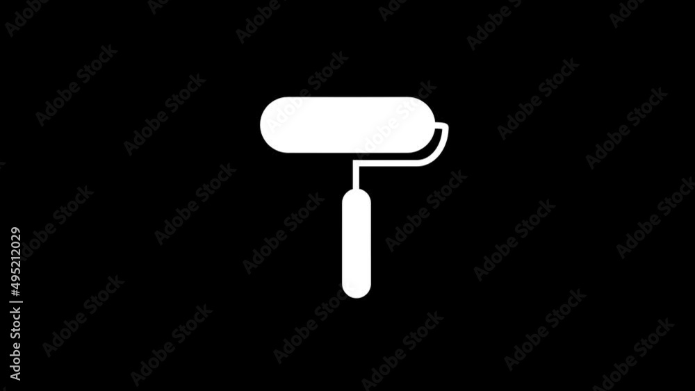 Poster white picture of paint roller on a black background. tool for painting for repair. distortion liquid