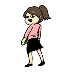後ろを振り返る女性会社員のイラスト