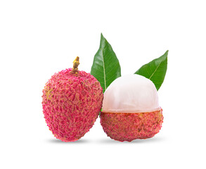 ripe  lychee isolated on  a white background