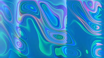 Abstract iridescent textural blue liquid background.