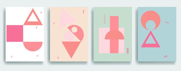 Modern poster with minimalist design elements in Boho style  . Wall art , home deco . Vector abstract shape.