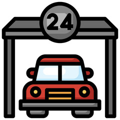 GARAGE filled outline icon,linear,outline,graphic,illustration