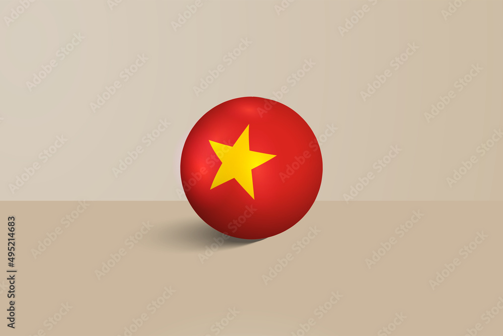 Wall mural vietnam round flag 3d render vector buttons shape, vietnamese circle flag vector