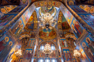Fototapeta na wymiar Church of Savior on spilled blood interiors, Saint Petersburg, Russia