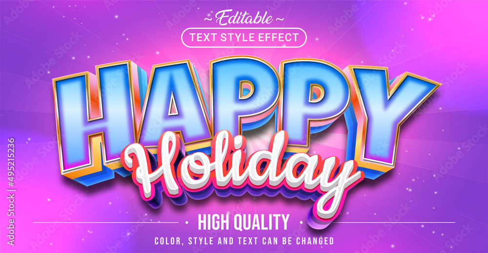 Aufkleber editable text style effect - happy holiday text style theme.