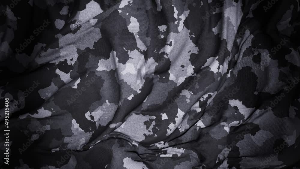 Aufkleber realistic slow motion 3d animation of the dark camouflage pattern cotton cloth as fly away opener re