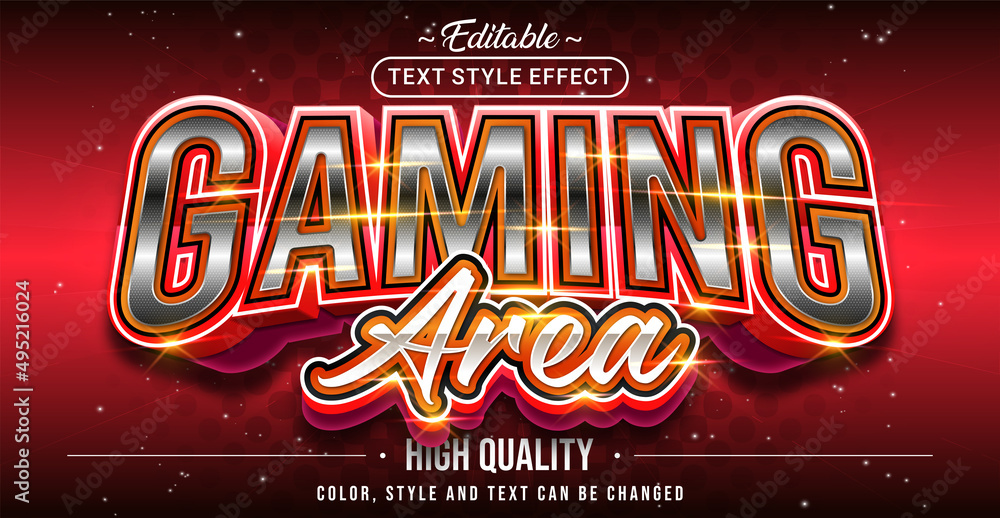 Poster Editable text style effect - Gaming Area text style theme.