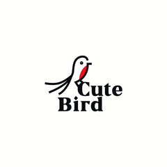 cute bird icon logo vector design template, creative little bird with modern, overlay and simple styles isolated on white background. 