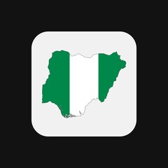 Nigeria map silhouette with flag on white background