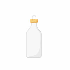 Glass bottle with wooden cap. Eco. Vector cartoon illustration.