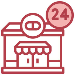 PHARMACY red line icon,linear,outline,graphic,illustration