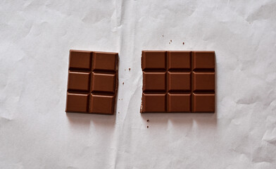 chocolate bar isolated on white background. milk chocolate