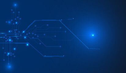 Circuit Board Blue Line Element Technology Futuristic Vector Background. Electronic Data Connection Transfer Concept with Copy Space for Text Infographic Illustration.