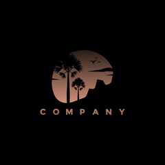 Afternoon palm trees logo illustration design