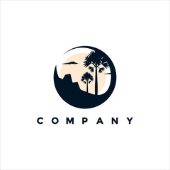 Flat outdoor palm logo illustration design