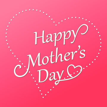 Happy Mothers Day. Vector Festive Holiday Illustration With Lettering in Heart. Thank you, mom. vector linear inscription.