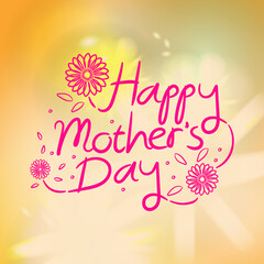 Fototapeta na wymiar Happy Mother's Day greeting card concept. My mom is awesome. Hand-drawn calligraphic phrase with flowers isolated on white background.