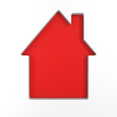 red house on white background. Isolated 3d illustration