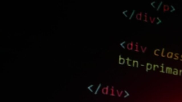 Coding screen on monitor. Digital technology, programming software. Macro shot of code display, internet and tech concept.