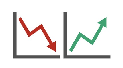 Arrows in graph icon set. Vector isolated editabel set of illustrations