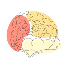 Continuous one line pion flower. Dark contour on white background. Simple flower outline. Vector illustration.