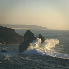 Water paint wave crashing