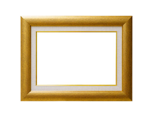 Ornamented wood empty picture frame Isolated on white background