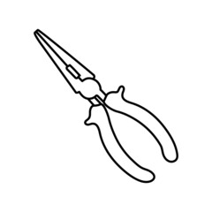 Obraz premium Plier sketch. Construction tool. Color vector instrument illustration