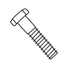Bolt or screw sketch. Construction tool. Color vector instrument illustration