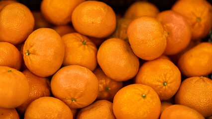 Top view of juicy ripe orange tangerines