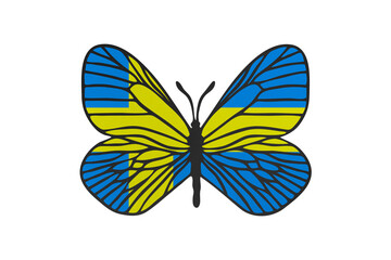 Fototapeta premium Butterfly wings in color of national flag. Clip art on white background. Sweden