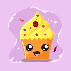 cute junk food bakery cartoon illustration