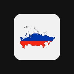 Russia map silhouette with flag on white background