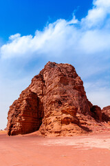 Fototapeta premium Sands and mountains of Wadi Rum desert in Jordan, beautiful daytime landscape