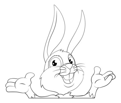 recommend clip art: Easter Bunny Rabbit Cartoon Character Peeking Sign