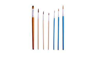 Set of different clean paint brushes isolated on white background