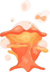 Toxic Mushroom with Orange Cone Cap Cartoon Illustration