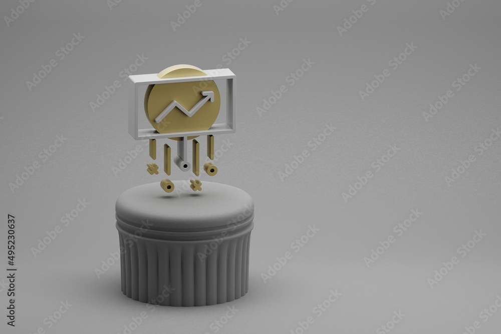 Fototapete Beautiful abstract illustrations Data Screen symbol icons on a column and wonderful background. 3d rendering illustration. Background pattern for design.