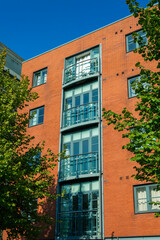 Fototapeta premium Modern new apartment flat housing for first time buyers seeking home ownership in Cardiff Wales UK, stock photo image