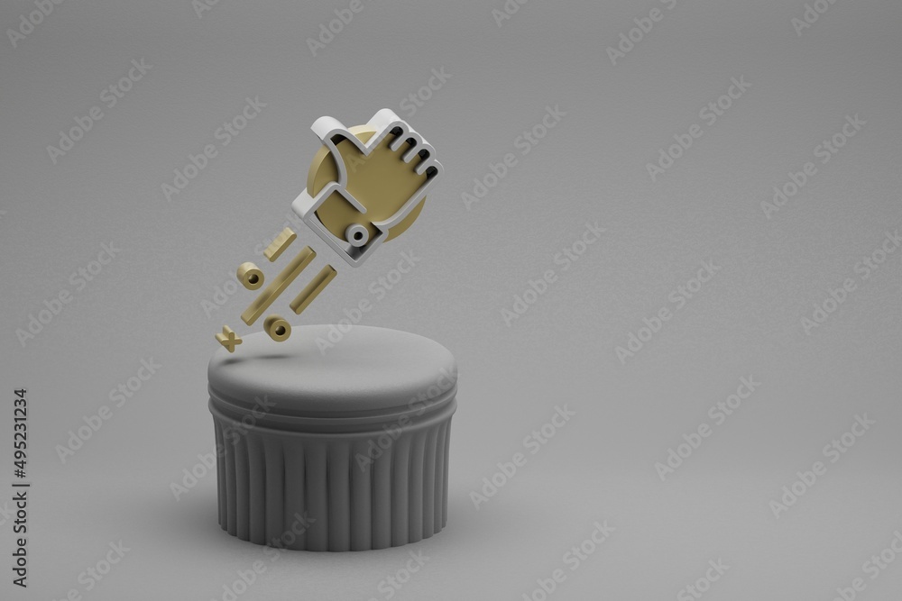 Aufkleber Beautiful abstract illustrations Thumbs Up symbol icons on a column and wonderful background. 3d rendering illustration. Background pattern for design.