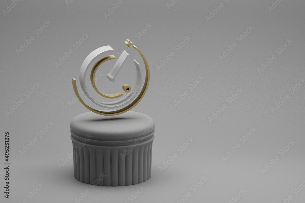 Poster Beautiful abstract illustrations Time symbol icons on a column and wonderful background. 3d rendering illustration. Background pattern for design.