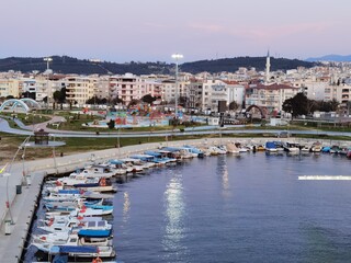 Fototapeta na wymiar Marina of Aliaga izmir with city view