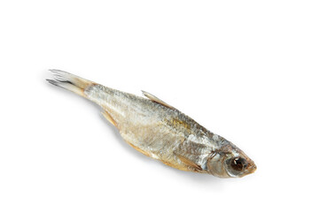 Dried fish on white background.