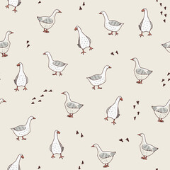 goose farm animals seamless vector pattern © GooseFrol