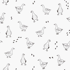 goose farm animals seamless vector pattern © GooseFrol