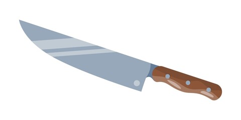 Kitchen knife with wooden handle. Vector image.